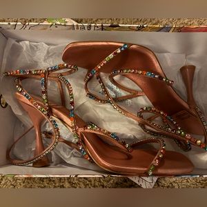 COPY - Jeffrey Campbell Size 7.5 Pink Satin Bright Multi Glamorous Sandal Heel